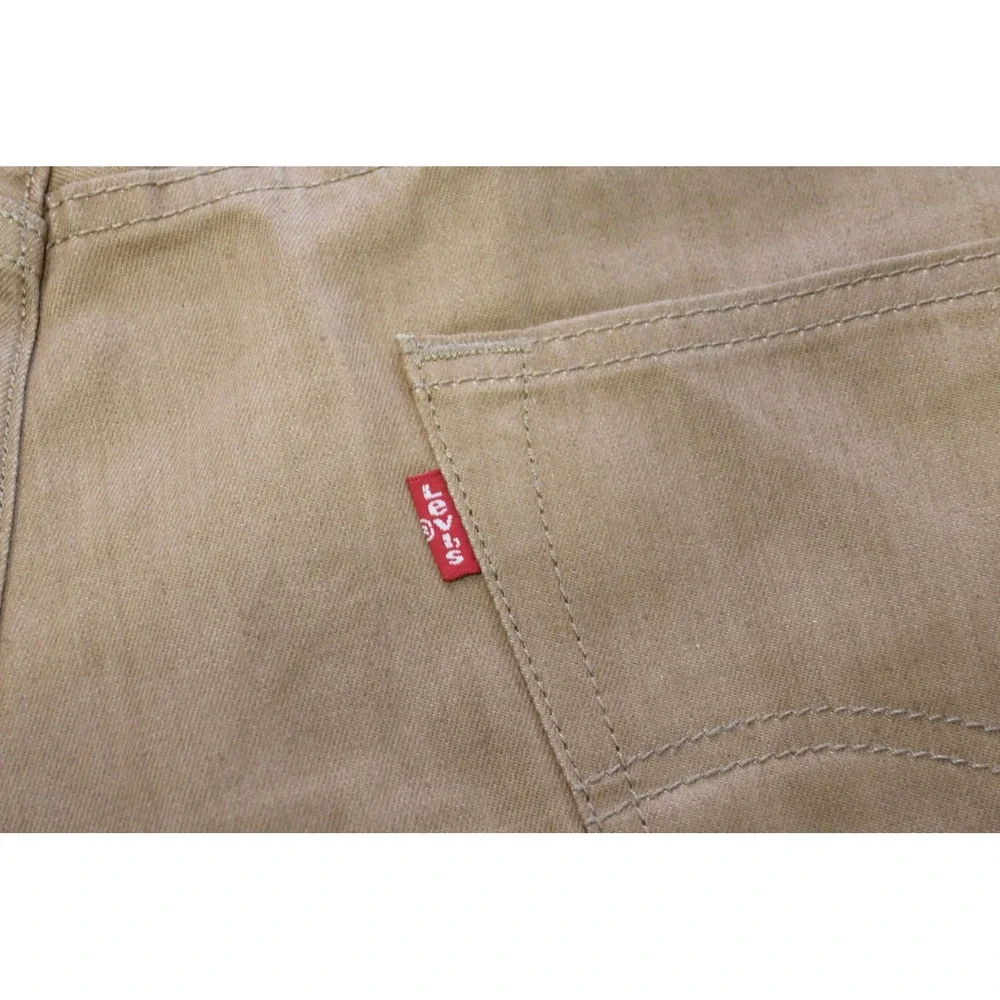 Levi's 501 Original Fit Jeans Mens 42x32 Tan Khaki Button Fly Denim Excellent